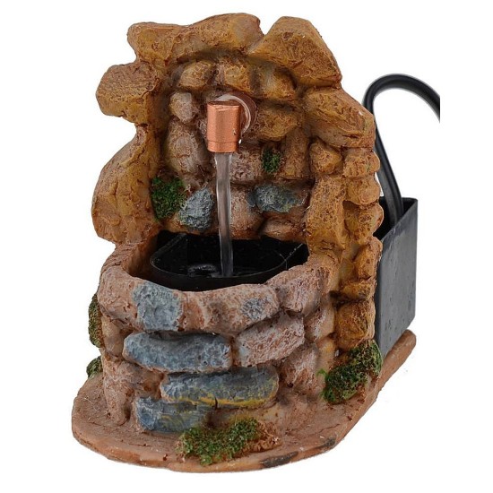 Fuente de resina para belén completa con bomba de 7x11x10,5 cm