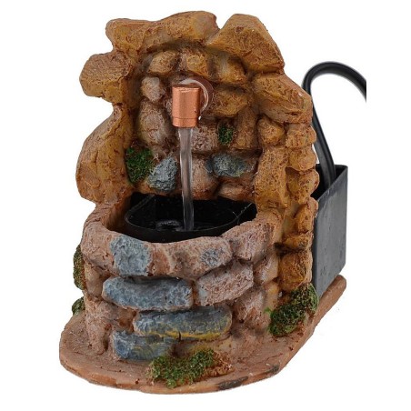 Fuente de resina para belén completa con bomba de 7x11x10,5 cm