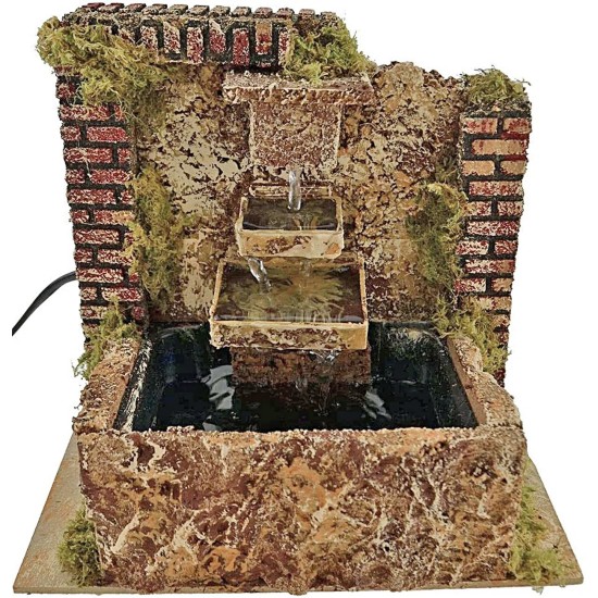 Fuente de belén con bomba de tres saltos de 20x14x18 cm de altura. Mondo