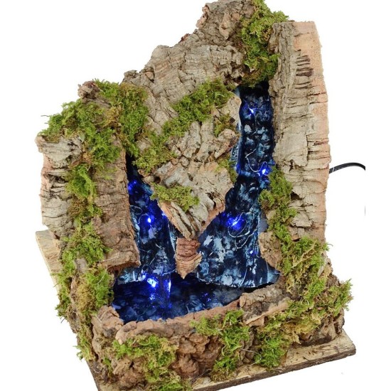 Montagna con due cascate funzionante cm 24,5x25x27 h. Mondo