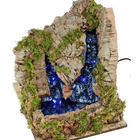 Montagna con due cascate funzionante cm 24,5x25x27 h. Mondo