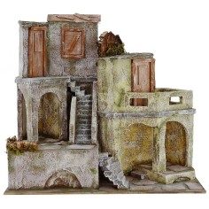 Borgo with houses cm 40x22x37 h for statues from 10 cm