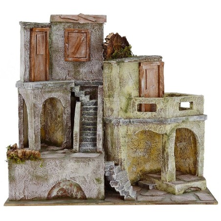 Borgo with houses cm 40x22x37 h for statues from 10 cm
