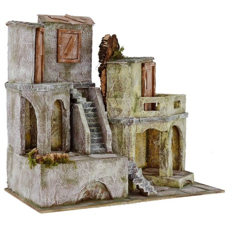 Borgo con case cm 40x22x37 h per statue da 10 cm Mondo Presepi