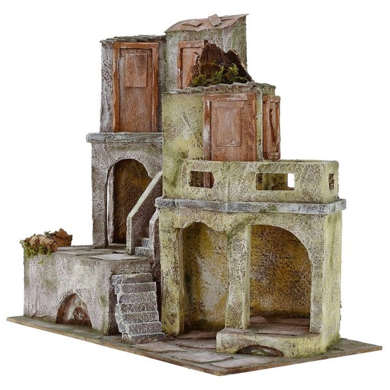 Borgo con casas de 40x22x37 cm h para estatuas de 10 cm Mundo Pesebres.