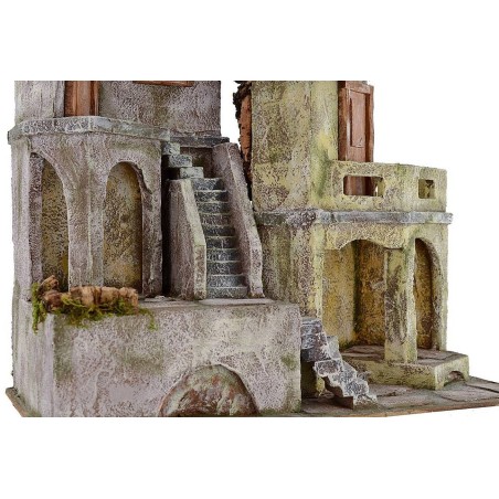 Borgo con casas de 40x22x37 cm h para estatuas de 10 cm Mundo Pesebres.