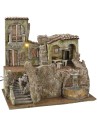 Borgo illuminated with home, hostery and fountain functioning