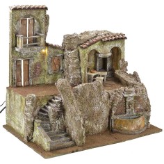 Borgo illuminated with home, hostery and fountain functioning 2
