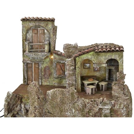 Borgo illuminated with home, hostery and fountain functioning