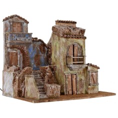 Borgo illuminato con case cm 50x35x42 h per statue da 10 cm 2