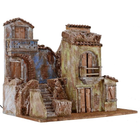 Borgo illuminated with houses cm 50x35x42 h for statues from 10