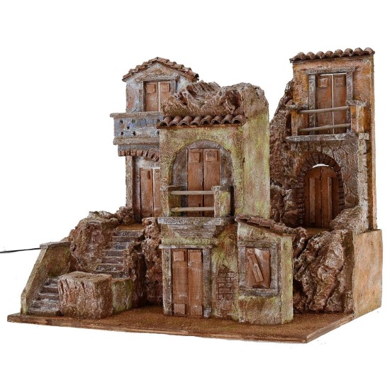 Pueblo iluminado con casas de 50x35x42 cm de altura para