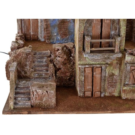 Borgo iluminado con casas de 50x35x42 cm de altura para estatuas de 10 cm.