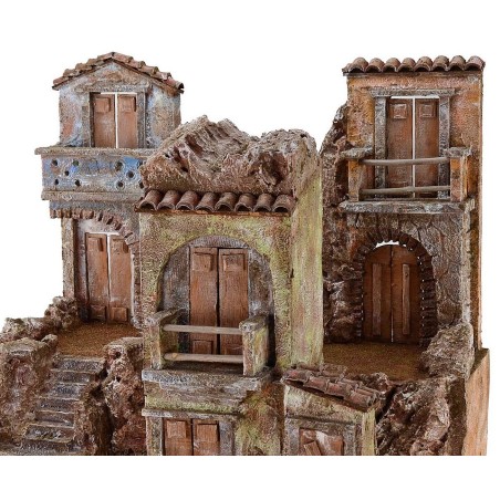 Borgo illuminated with houses cm 50x35x42 h for statues from 10
