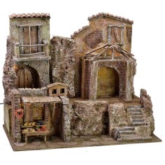 Borgo illuminated with houses and bottegae cm 50x30x41 h