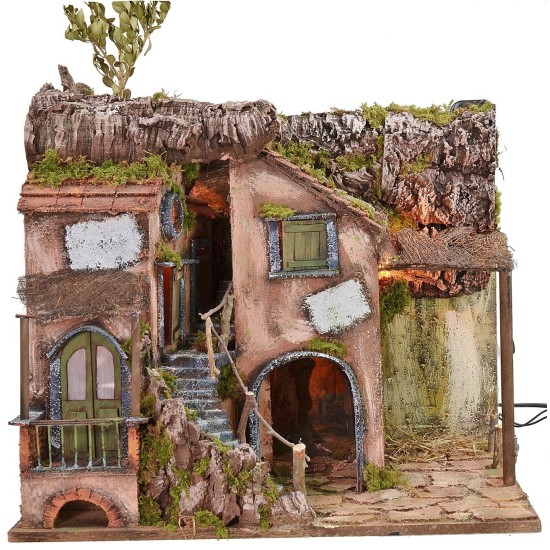 Illuminated hamlet in 18th century style with mirror and lamppost 50X40X62 cm