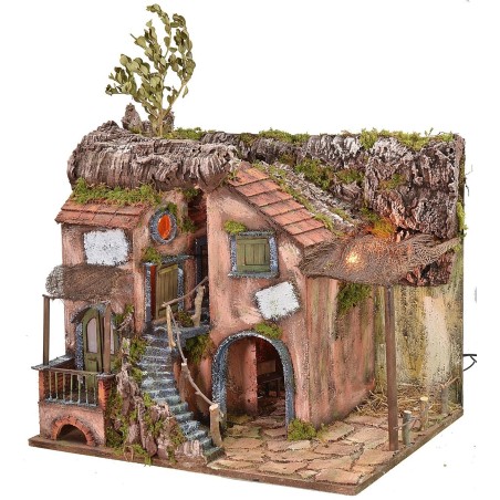 Illuminated hamlet in 18th century style with mirror and lamppost 50X40X62 cm