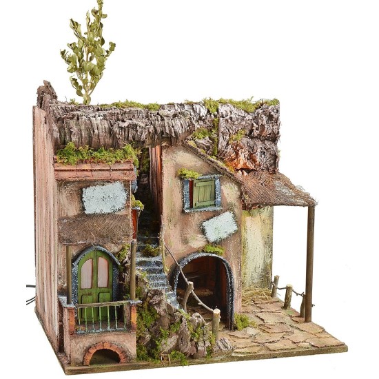 Borgo iluminado estilo '700 con espejo y farol cm 50X40X62