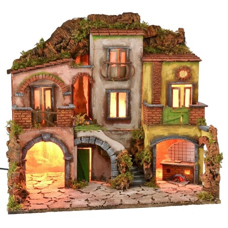 Pueblo napolitano iluminado con fuego estilo 700 cm 60x40x56 h