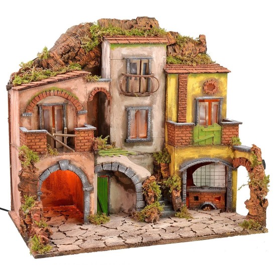 Pueblo napolitano iluminado con fuego estilo 700 cm 60x40x56 h