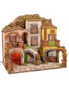 Neapolitan village illuminated with fire 700 style cm 60x40x56 h