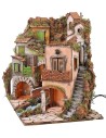 Neapolitan village illuminated with 18th-century style mill cm 60x40.5x64
