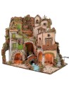 Neapolitan village illuminated with 18th-century style mill cm 60x40.5x64