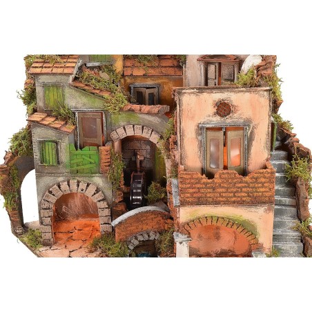 Borgo napolitano iluminado con molino estilo '700 cm 60x40,5x64.