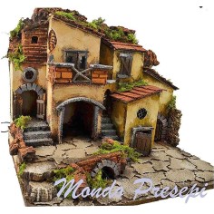 Borgo stile 700 illuminato 40x30x30 h. Mondo Presepi 2