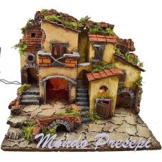 Borgo stile 700 illuminato 40x30x30 h. Mondo Presepi