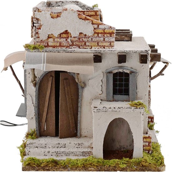 Casa Araba illuminata cm 25x25x28 h. Mondo Presepi
