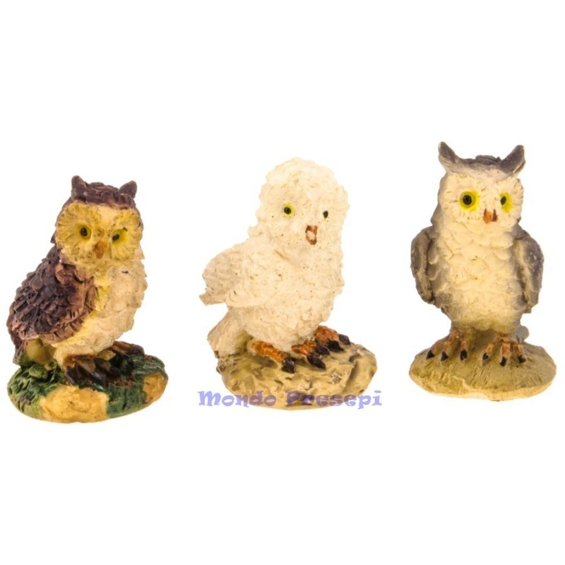 Set 3 owls 2.5 cm