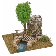 Curva derecha del río con puente efecto profundidad Mundo Pesebres