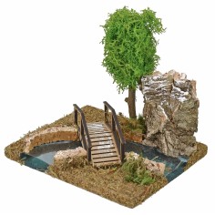 Curva derecha del río con puente efecto profundidad 2