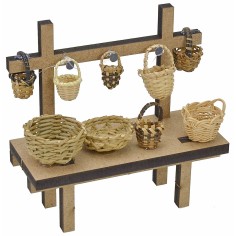Puesto con cestas de 12x4,5x12 cm de altura para Belén Mundo Pesebres 2