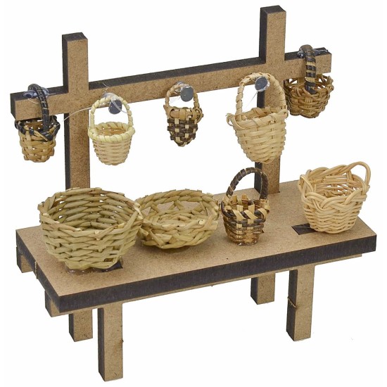 Bancarella con cesti cm 12x4,5x12 h per Presepe Mondo Presepi