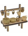 Puesto con cestas de 12x4,5x12 cm de altura para Belén Mundo Pesebres