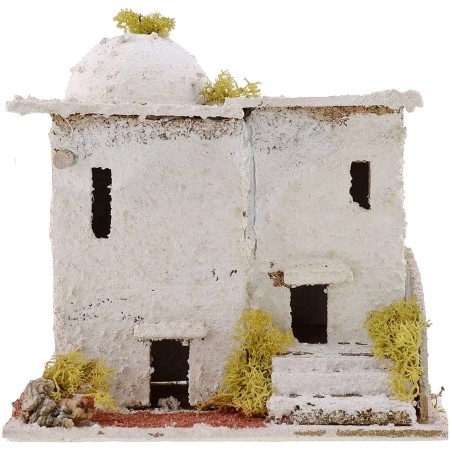 Casa árabe para belén con cúpula y escaleras de 16,5x14x16 cm