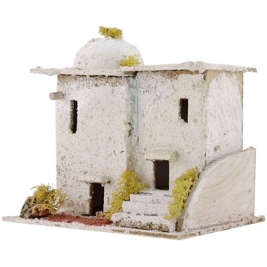 Casa árabe para belén con cúpula y escaleras de 16,5x14x16 cm