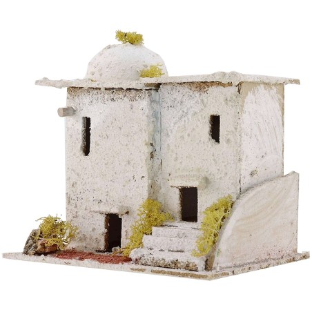 Casa árabe para belén con cúpula y escaleras de 16,5x14x16 cm