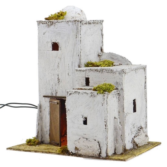 Casa árabe iluminada de 25x17,5x28 cm de alto para belén.