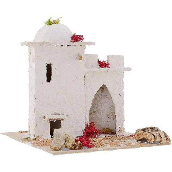 Arab house for presepe with bow door cm 18x17, 5x17, 5 h.