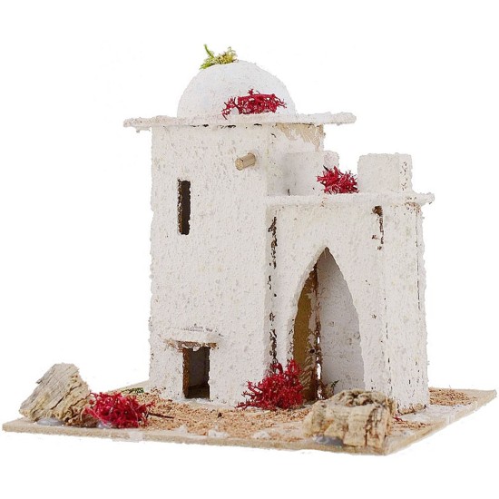 Casa araba per presepe con porta ad arco cm 18x17,5x17,5 h.