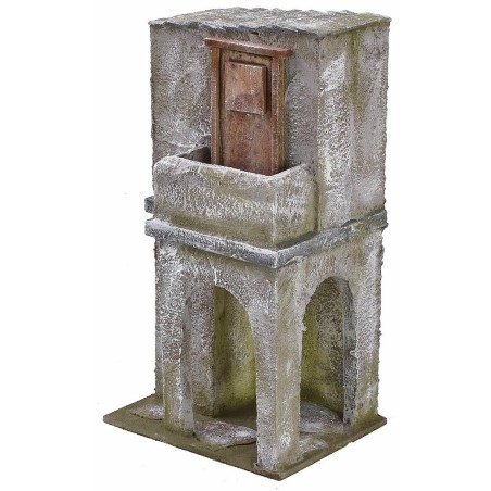 Casa con balcón y arcos de 14,5x11,5x26,5 cm h para estatuas de 10.