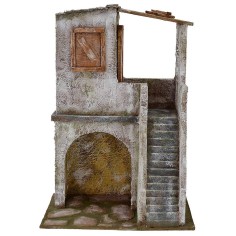 Casa con bottega ad arco e scale cm 19,5x14,5x33 h per statue 2