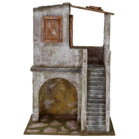 House with arch shop and stairs cm 19,5x14, 5x33 h for statues