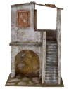 House with arch shop and stairs cm 19,5x14, 5x33 h for statues