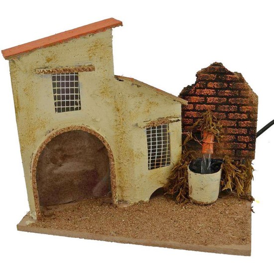 Casa con fontana funzionante cm 19x13,5x18 h. Mondo Presepi