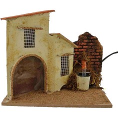 Casa con fuente funcionando de 19x13,5x18 cm de altura. Mondo Presepi. 2