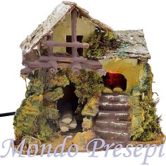Casa con fuego funcional de 22x16x18 cm Mundo Pesebre.